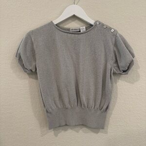 Vintage Liz Claiborne Gray Knit Top with Button Accents